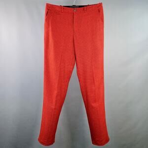 ADAM KIMMEL Size M Red Black Houndstooth Cotton Straight Zip Fly Dress Pants
